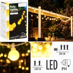 Vonkajší svetelný reťazec LED PARTY, teplá biela, 80 LED
