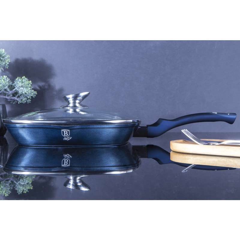 Grilovací pánev s mramorovým povrchem a poklicí 28 cm Aquamarine Metallic Line