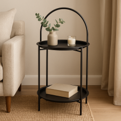 Kovový skladací stôl 66 cm čierny