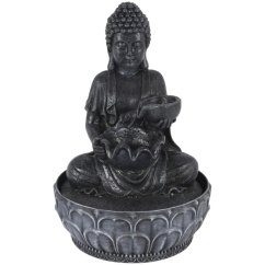 Fontána pokojová s LED osvětlením 29 cm Budha černá