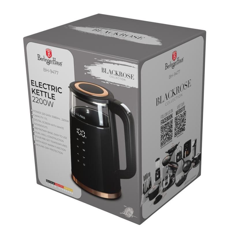 Rychlovarná konvice s regulací teploty digitální 1,7 l Black Rose Collection
