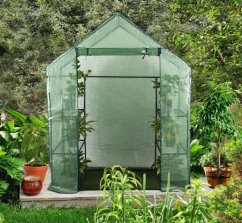 Cutie depozitare gradina cu intrare 6 rafturi 195x73x143 mm