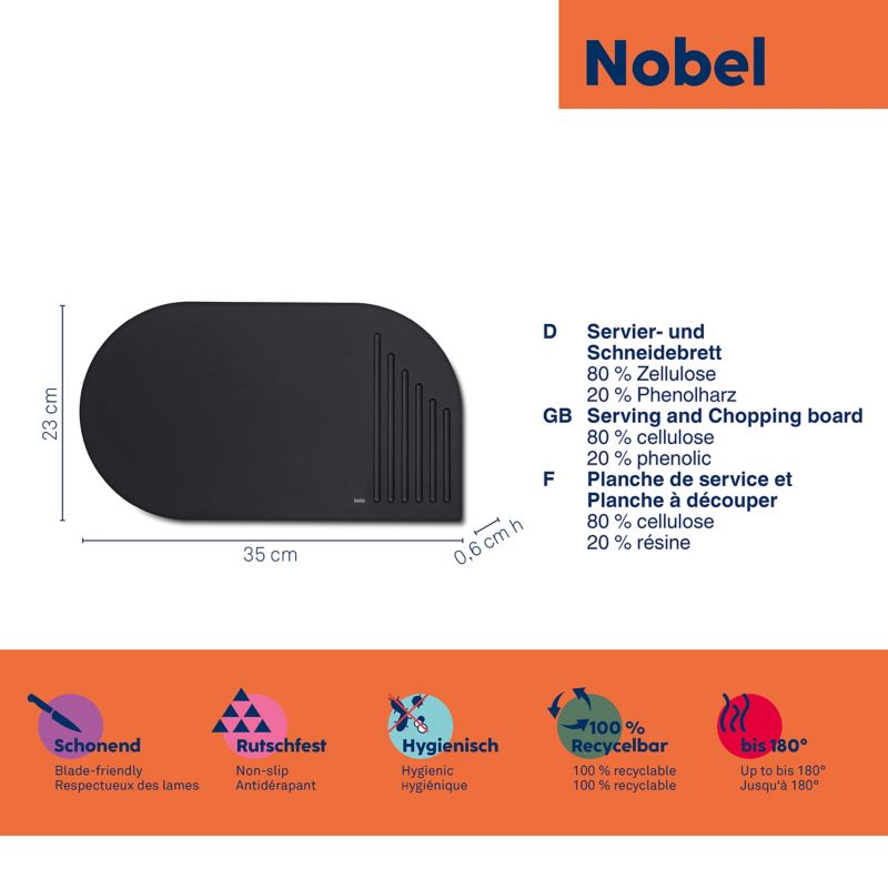Doštička krájacia NOBEL čierna 42x24x0, 6 cm