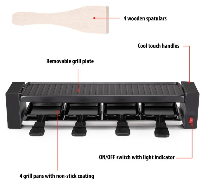 Elektrický gril stolní RACLETTE 800W