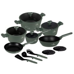 Sada nádobí s titanovým povrchem 15 ks Matte Green Collection Sada nádobí s titanovým povrchem 15 ks Matte Green Collection