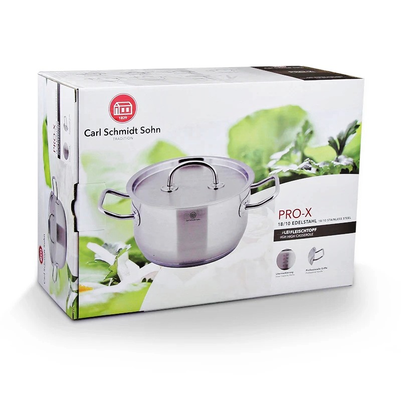 Caserolă cu capac din oțel inoxidabil 5 l / dia. 24 x 13 cm PRO-X