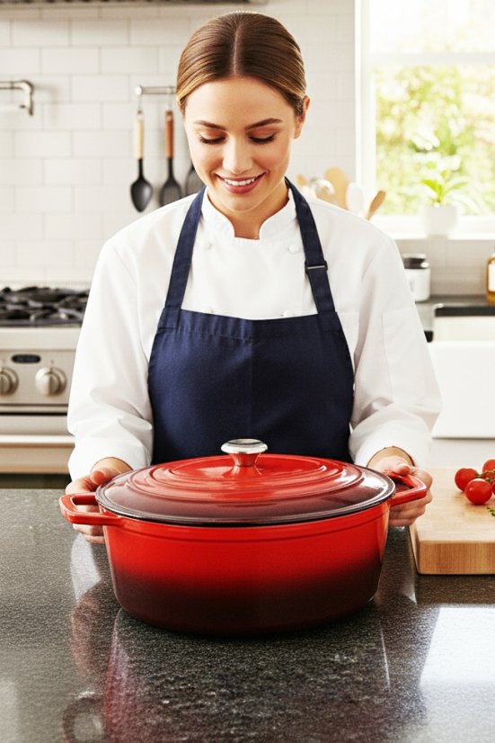 Pekáč s poklicí litinový Xanten 36 x 22 cm červený