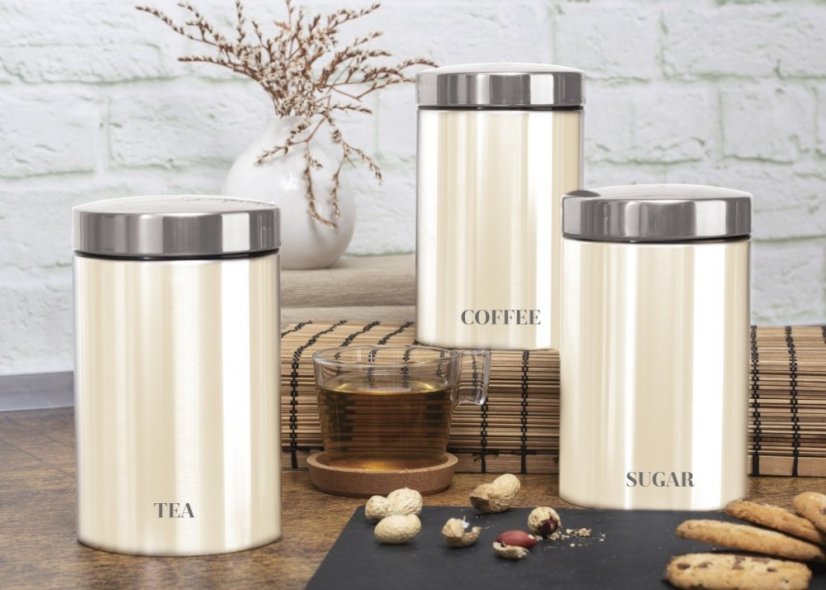 Dóza na potraviny sada 3 ks Cream Metallic Line