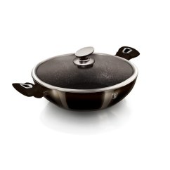 Pánev WOK s poklicí s mramorovým povrchem 30 cm Shiny Black Edition