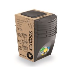 Odpadkový koš Prosperplast SORTIBOX 3 x 25 l šedý