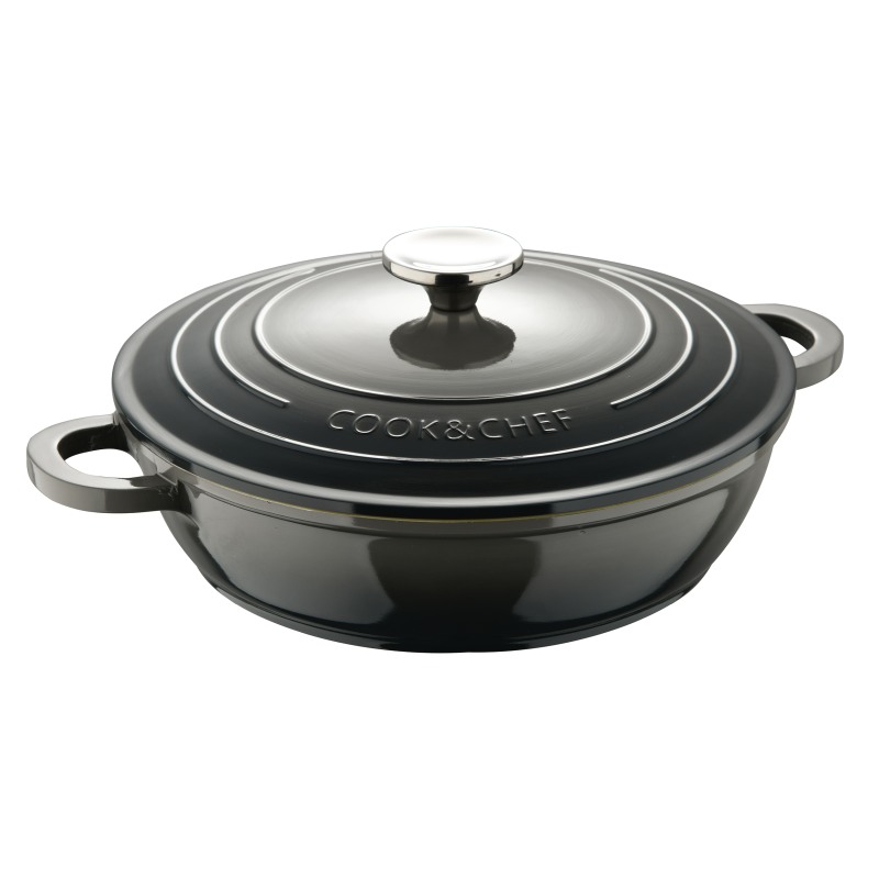 Caserolă cu suprafață ceramică și capac EXCALIBUR 24 cm gri