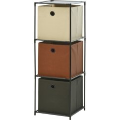 Úložný regál 3 patra s boxy textilní 102 cm