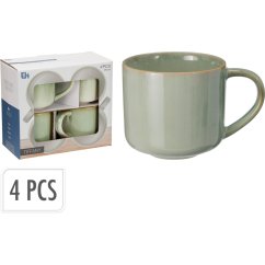 Súprava 4 hrnčekov 330 ml zelená