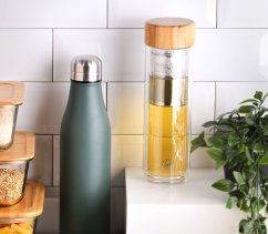 Fľaša sklenená prenosná so sitkom 350 ml