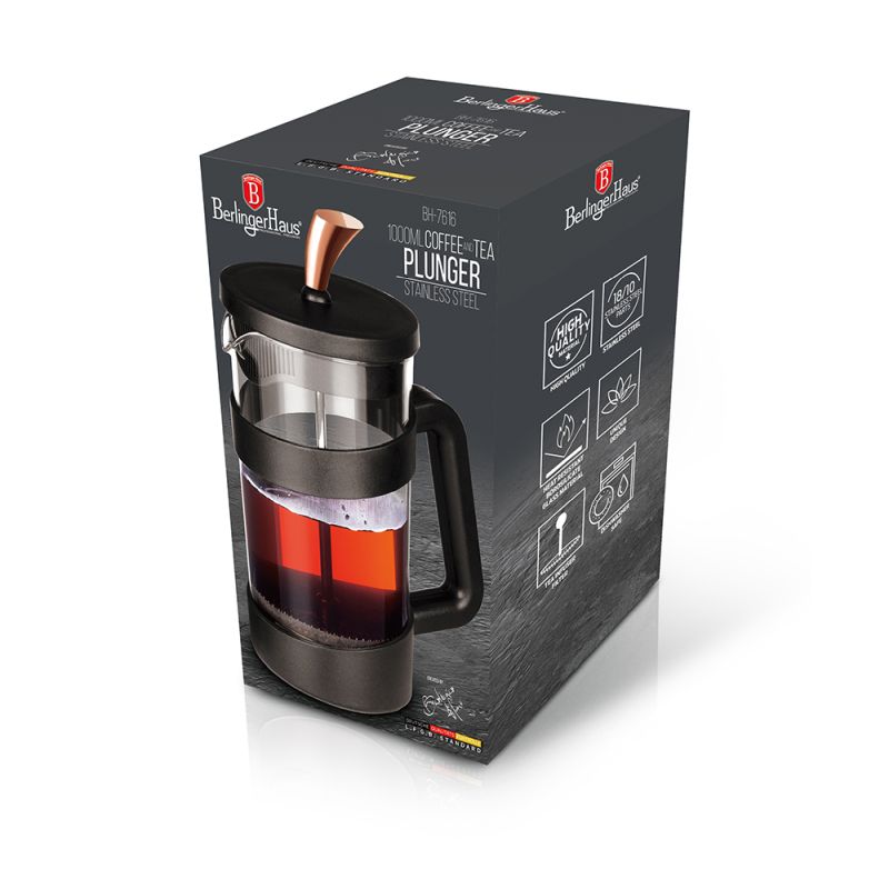 Konvice na čaj a kávu French Press 1000 ml Black Rose Collection