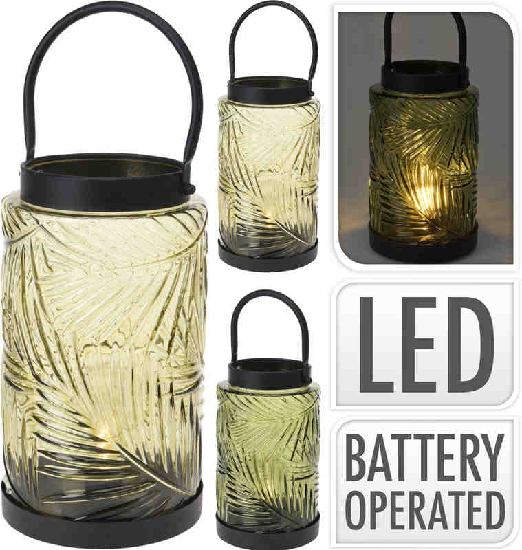 Lucerna stojící s LED žárovkou skleněná 26 cm žlutá