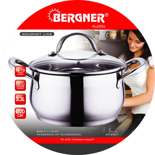 Kastrol nerez s poklicí 20 cm Gourmet