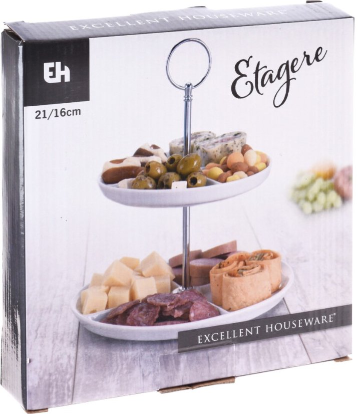Etažér dvoupatrový porcelánový 