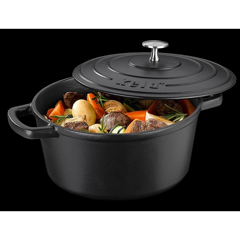 KELA Pekáč liatinový s pokrievkou CALIDO 24 cm čierna KL-12471