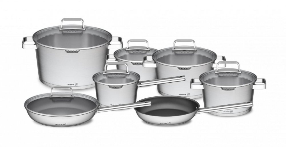 G21 Sada nádobí G21 Gourmet Magic s cedníkem, 13 dílů, nerez G21-6352114