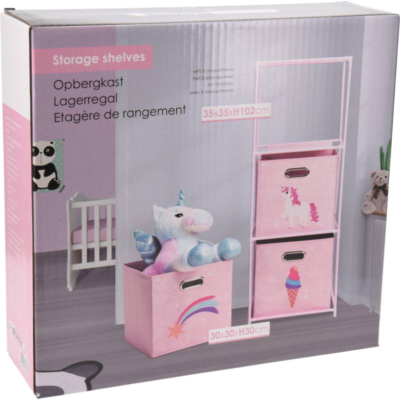 HOMESTYLING Skříňka se 3 boxy dětská růžová KO-C80653190