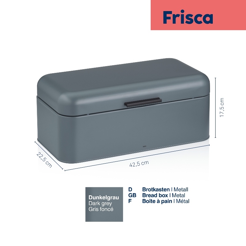 Chlebník Frisca kov, šedá 42,5x22,5x17,5 cm
 KL-12840 - thumb (3)