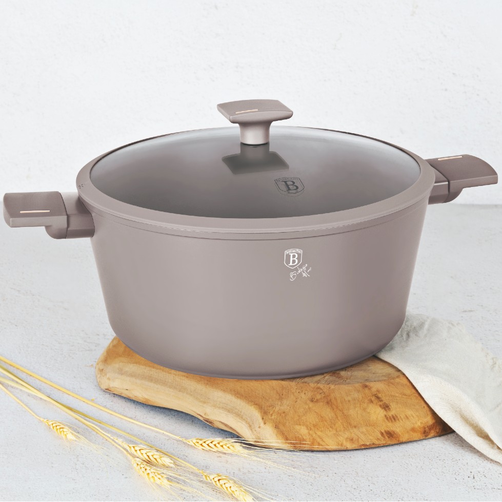 BERLINGERHAUS Kastrol s titanovým povrchem a poklicí 28 cm Taupe Collection BH-8102