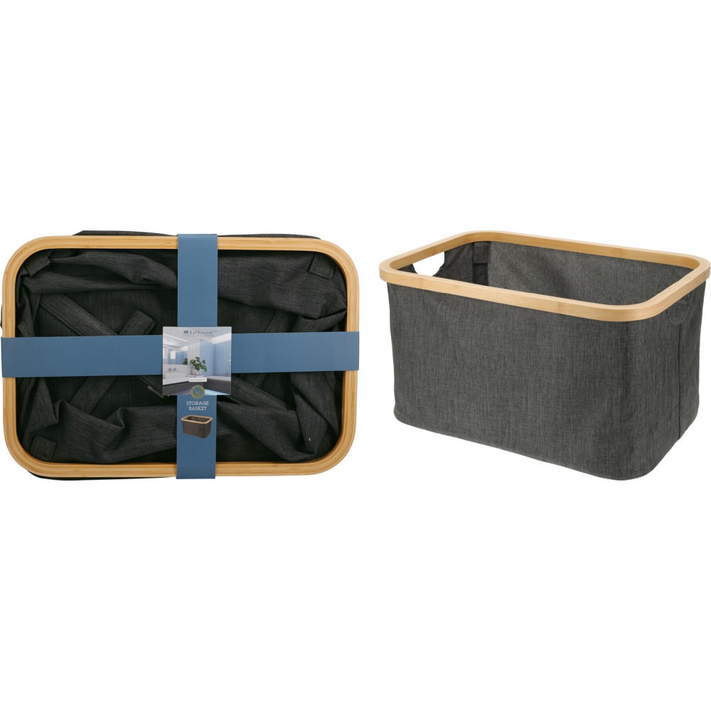 BATHROOM SOLUTIONS Koš úložný na prádlo s bambusovým okrajem obdélníkový 45 x 25 cm KO-170495140
