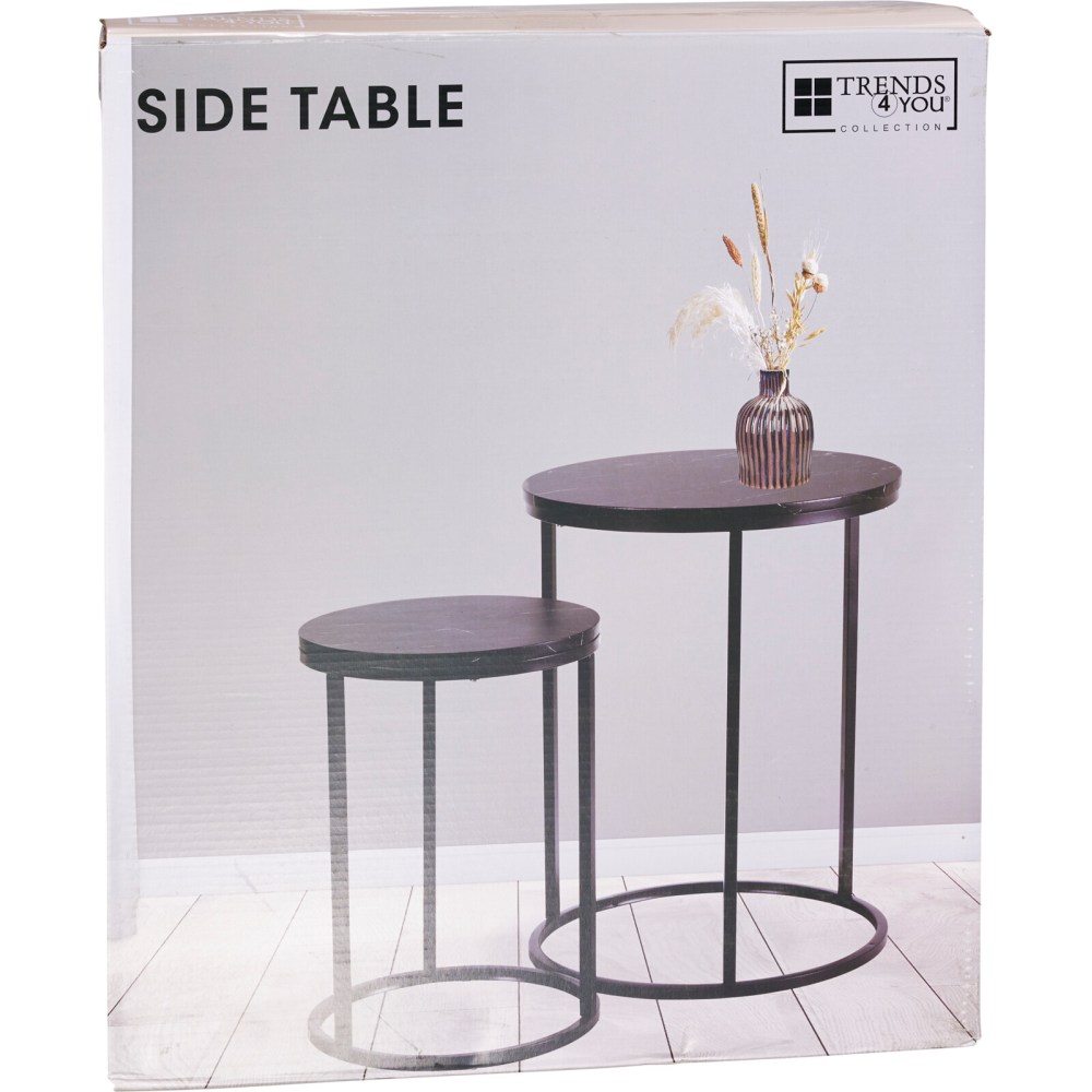 H & S COLLECTION Stolek odkládací kov/MDF černá/bílá KO-MB9000050