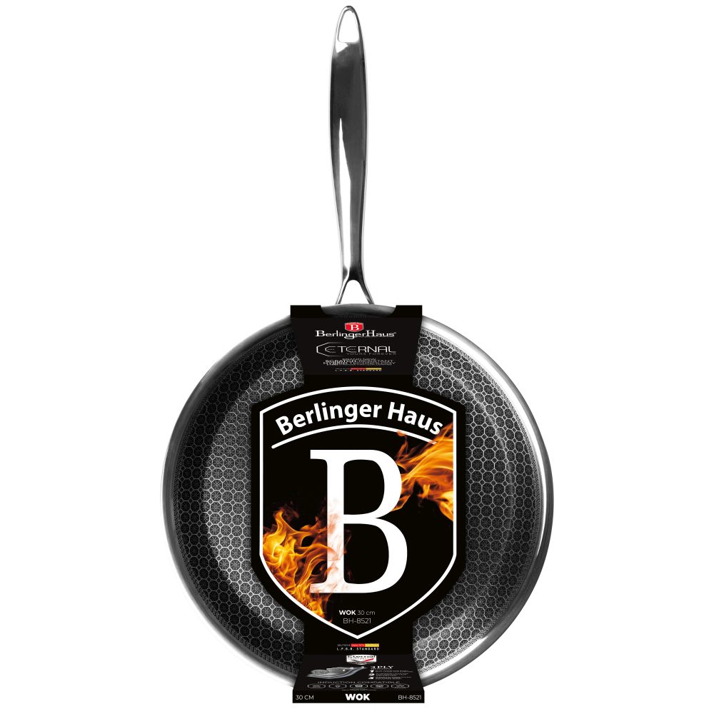 BERLINGERHAUS Pánev WOK nerez s nepřilnavým povrchem 30 cm Eternal Collection BH-8521