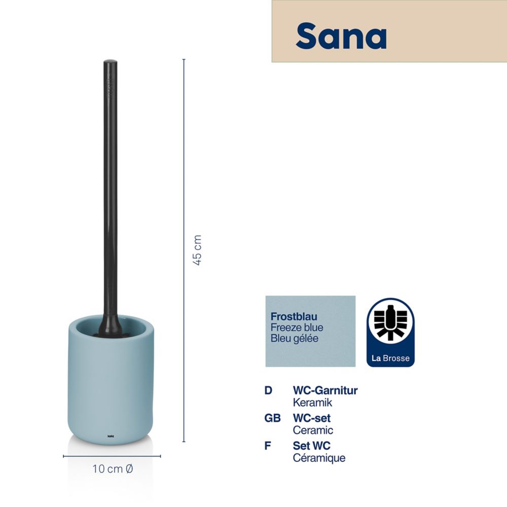 KELA WC sada Sana keramika průměr 10 x 45 cm ledově modrá KL-24523