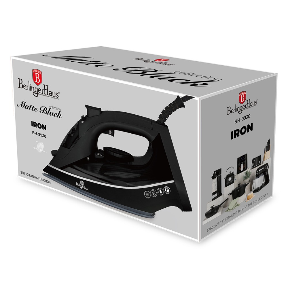 BERLINGERHAUS Žehlička napařovací 2200 W Matte Black Collection BH-9930