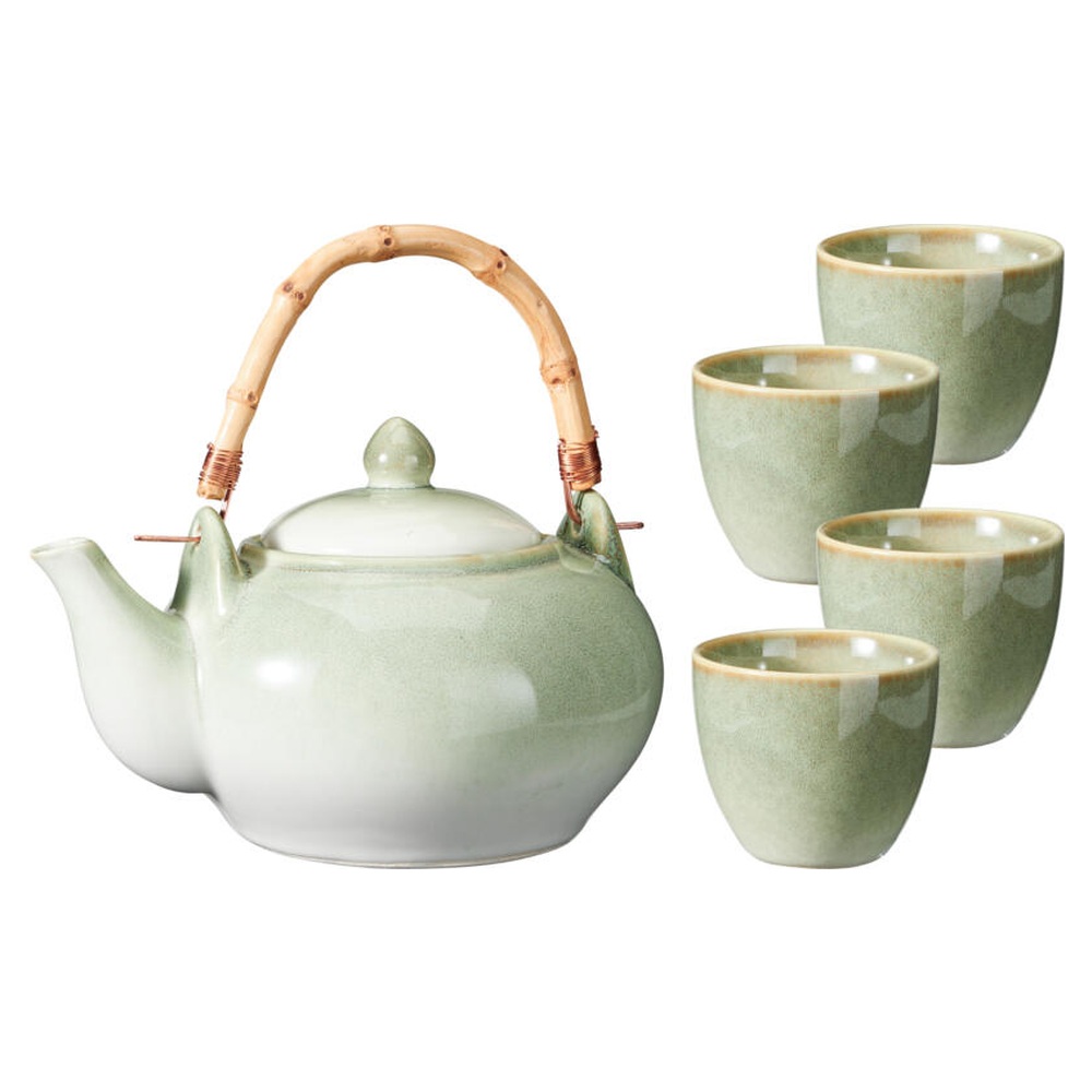 EXCELLENT HOUSEWARE Čajová souprava z kameniny, Matte Green Collection KO-Q56000290