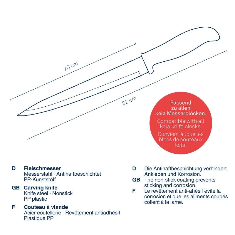 KELA Nůž na maso Acida nerez černý 32,0cm KL-11404