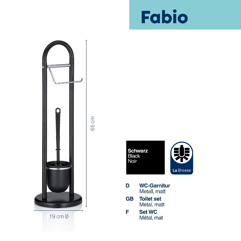 WC sada Fabio, černá 19x65 cm KL-20998 - thumb (2)