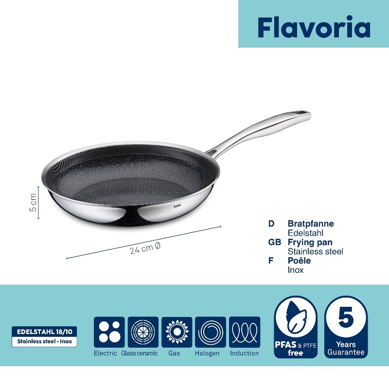 Pánev Flavoria nerez 18/10 s nepřilnavým povrchem 24 cm KL-10202 - thumb (4)