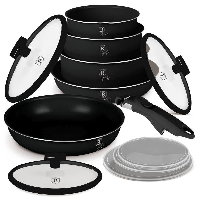 BERLINGERHAUS Sada nádobí s titanovým povrchem 12 ks Matte Black Collection BH-8248