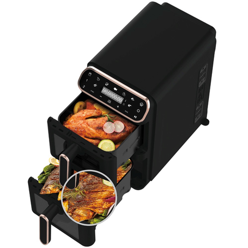BERLINGERHAUS Horkovzdušná fritéza digitální dvojitá 5,5+5,5 L Black Rose Collection BH-9802