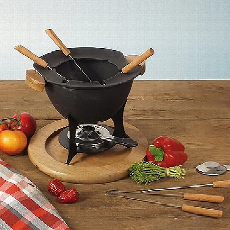 KELA Fondue set COUNTRY 11-dílný litina / dřevo KL-16644