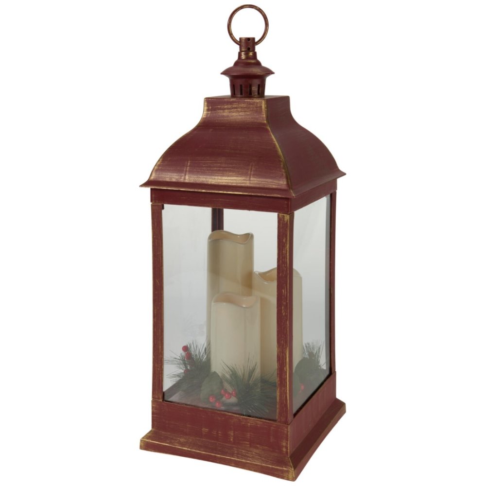 PROGARDEN Lucerna s LED svíčkami plast/sklo 23 × 60 cm červená KO-ANX002580