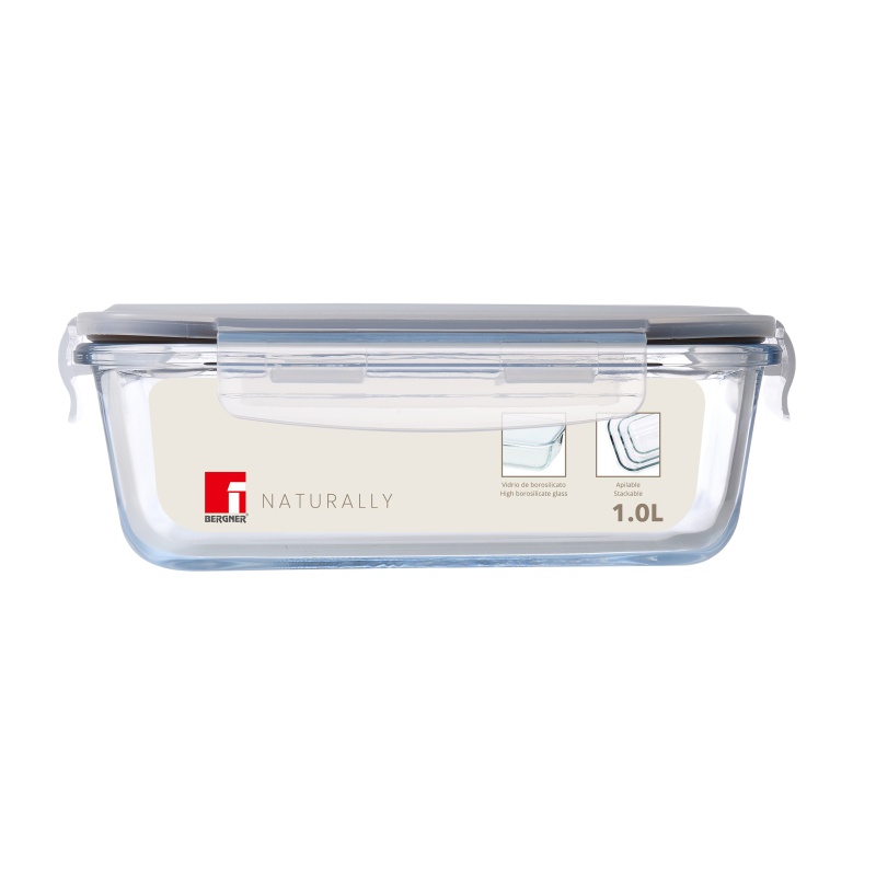 BERGNER Dóza na potraviny borosilikátové sklo NATURALLY 1L BG-25311-MM