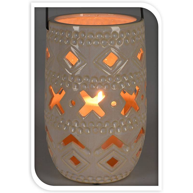 PROGARDEN Keramická lampa 23 cm s rukojetí béžová KO-095202930bezo - thumb (2)