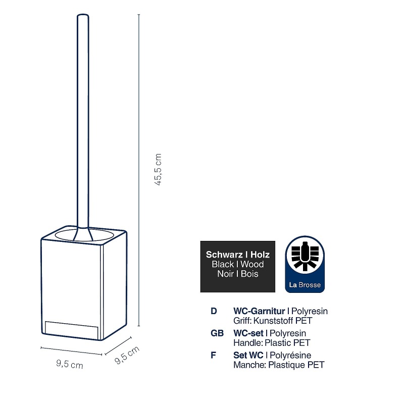 KELA WC sada Cube polyresin černá KL-23690