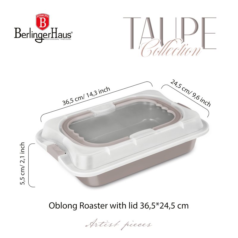 BERLINGERHAUS Plech na pečení s víkem přenosný Taupe Collection BH-8638