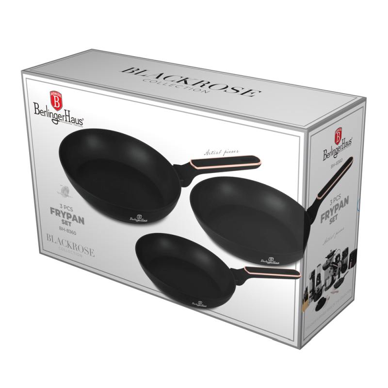 BERLINGERHAUS Sada pánví s titanovým povrchem 3 ks Black Rose Collection BH-8360