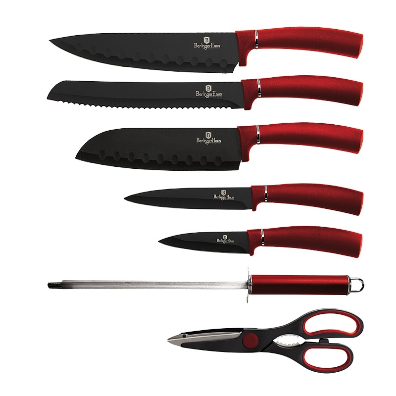 BERLINGERHAUS Sada nožů ve stojanu s nepřilnavým povrchem 8 ks Burgundy Metallic Line BH-2562 - thumb (4)