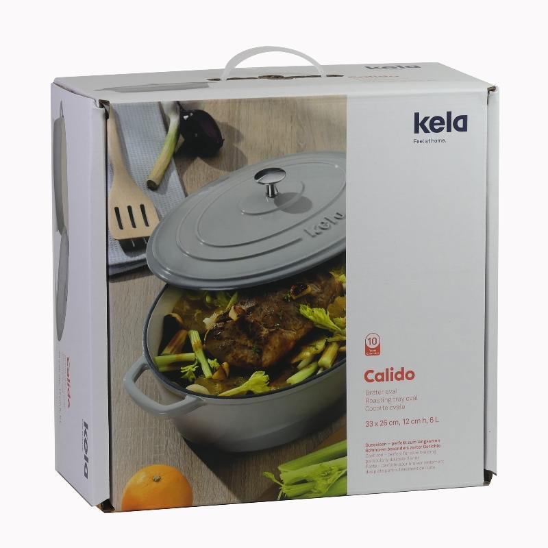 KELA Pekáč litinový s poklicí CALIDO 36x29cm šedá KL-12609