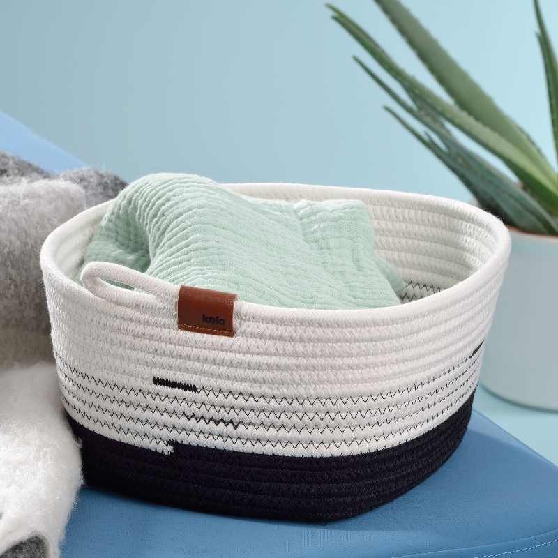 KELA Košík Hedda 32 cm zmes bavlna/polyester biela-čierna KL-24459