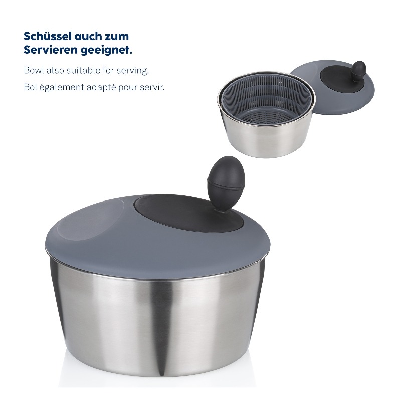 KELA Odstředivka na salát Romy nerez 18/10 stříbrná matná 12,0cm 24,5cm 4,0l KL-12149