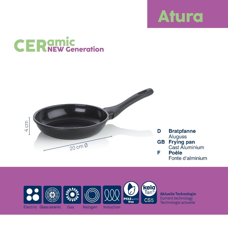 KELA Pánev s keramickým povrchem 20 cm ATURA černá KL-15163